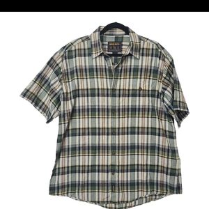 Woolrich Mens Shirt Size Large Beige Blue Plaid John Rich And Bros Button Down